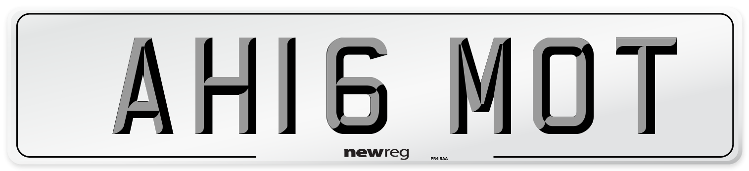 AH16 MOT Number Plate from New Reg